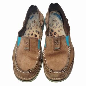 Ariat Womens 6.5B Brown Leather Cruiser Slip On Shoes Moc Toe Casual Comfort